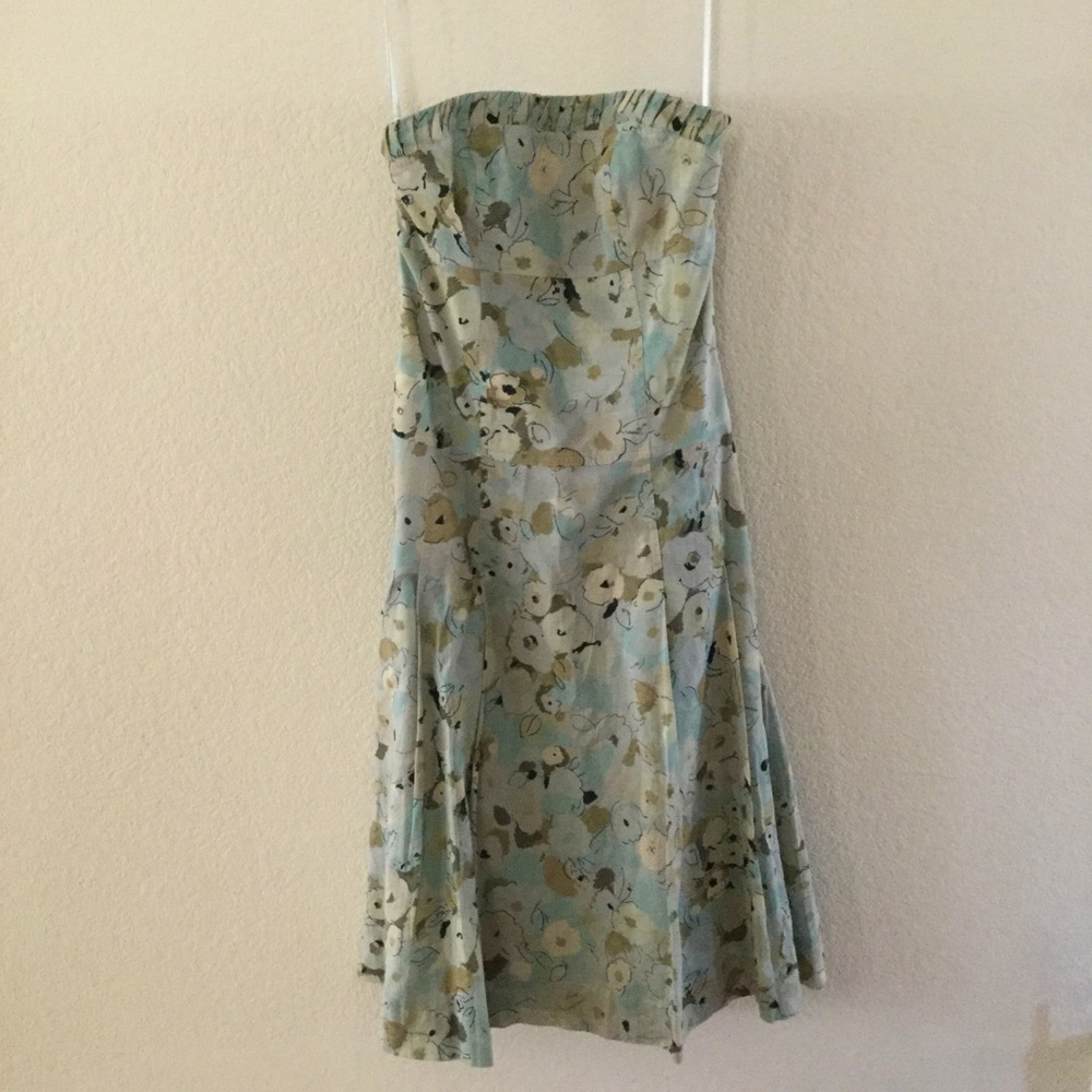 Express light blue floral strapless dress (2)